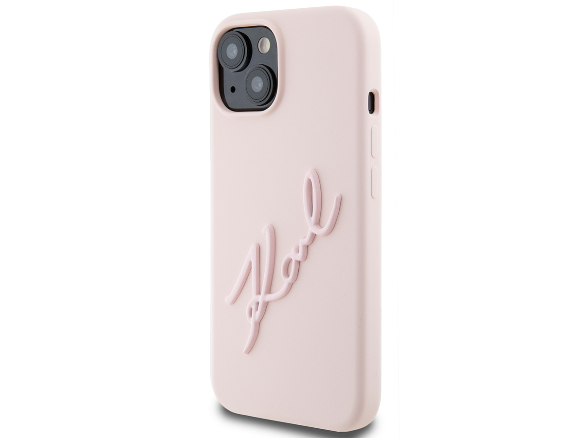 Karl Lagerfeld Metal Signature Case Roze - iPhone 15/14/13 hoesje