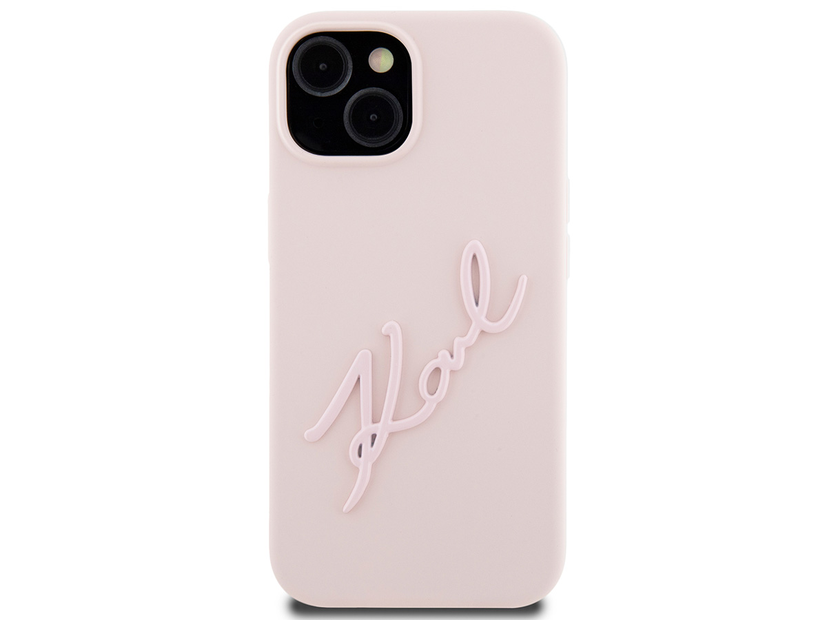 Karl Lagerfeld Metal Signature Case Roze - iPhone 15/14/13 hoesje