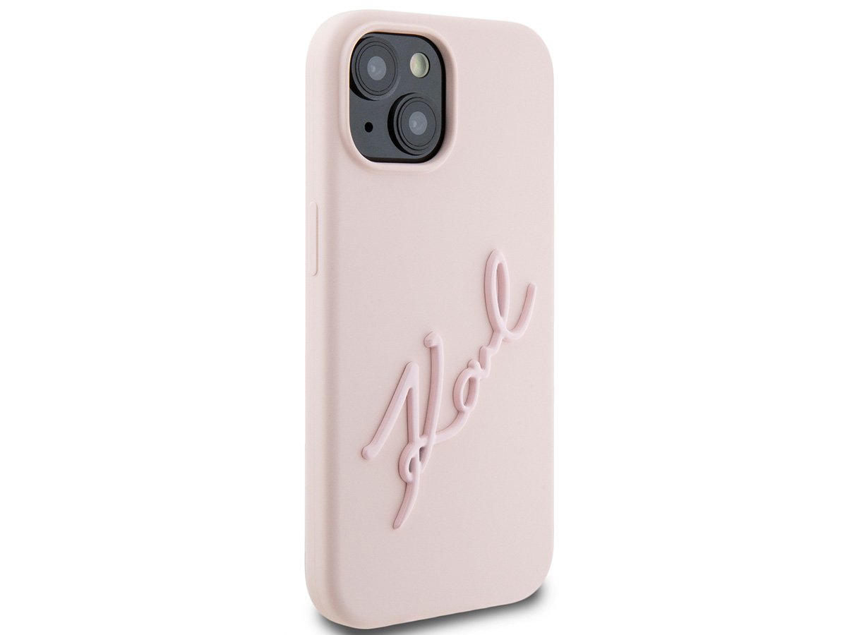 Karl Lagerfeld Metal Signature Case Roze - iPhone 15/14/13 hoesje