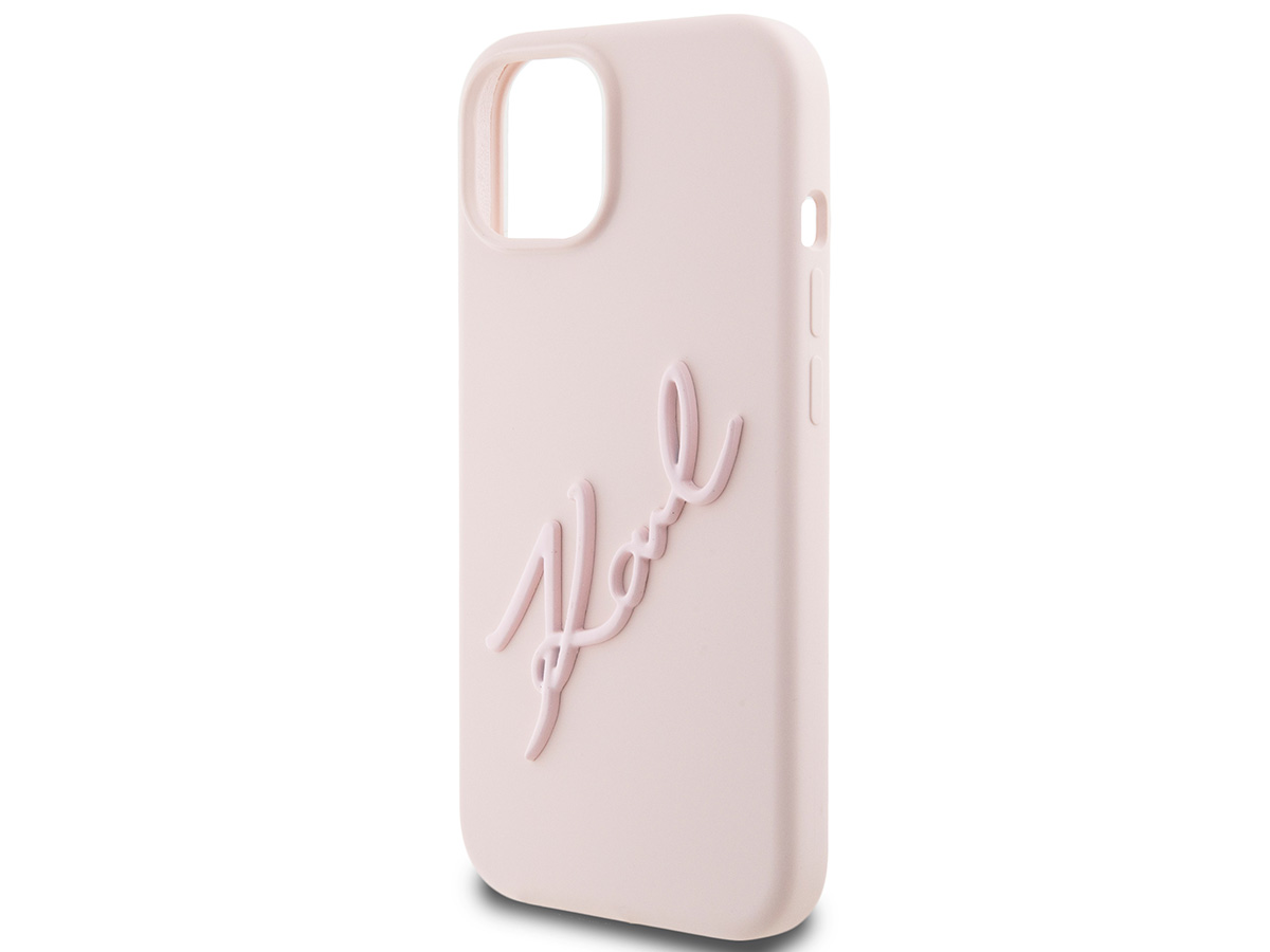 Karl Lagerfeld Metal Signature Case Roze - iPhone 15/14/13 hoesje