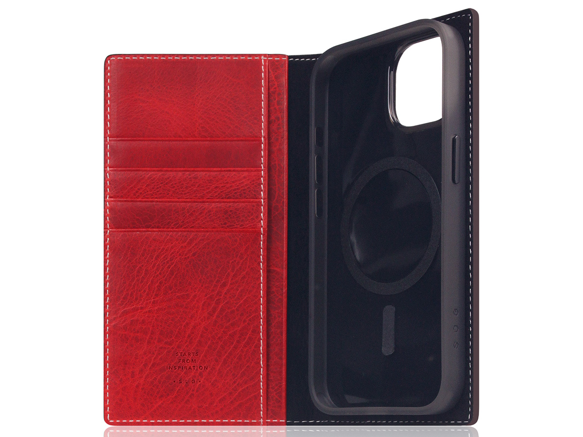 SLG Design D7 Italian Wax Leer Rood - iPhone 15 hoesje