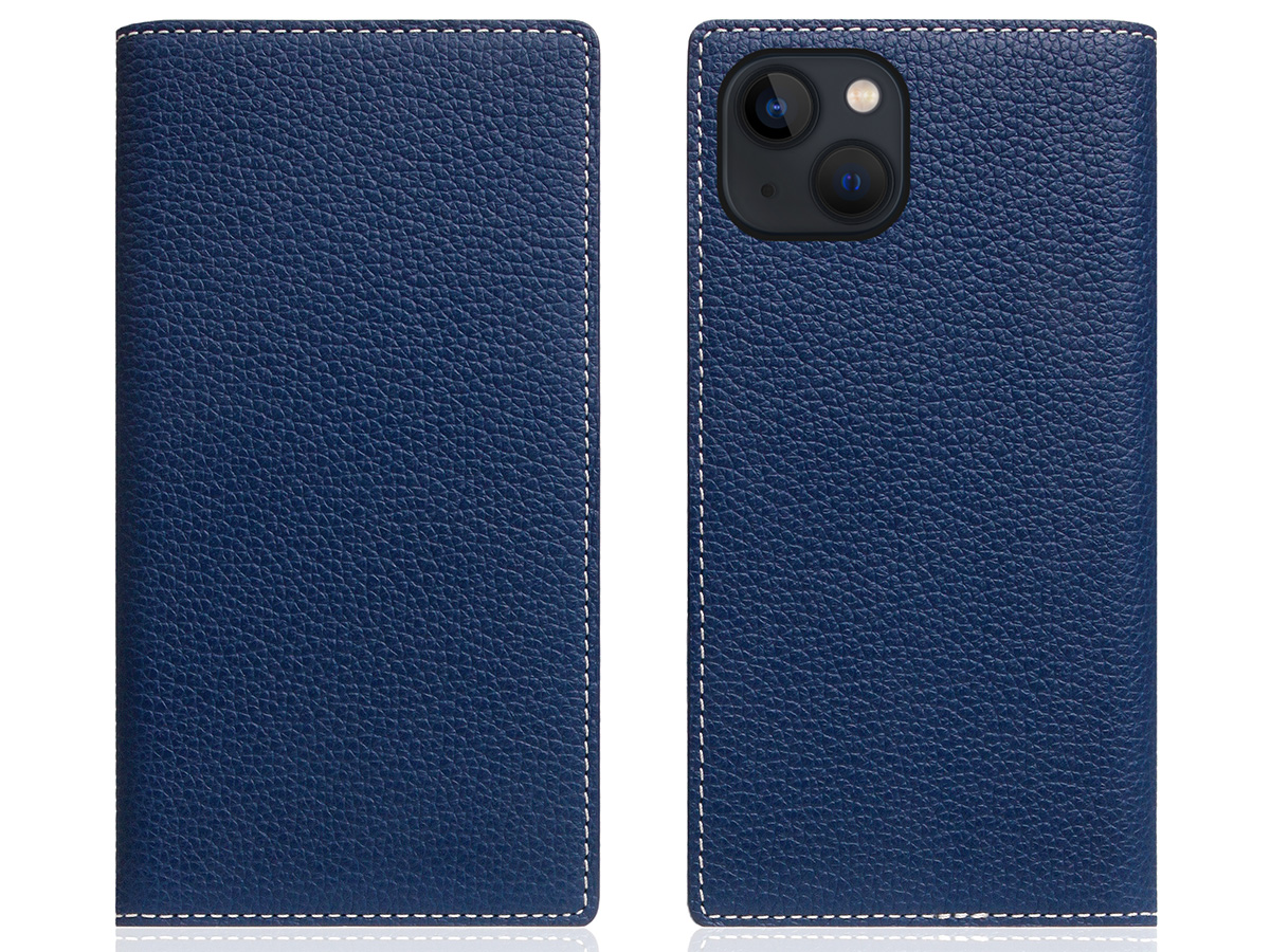 SLG Design D8 2in1 Leather Folio Navy Blue - iPhone 15 hoesje