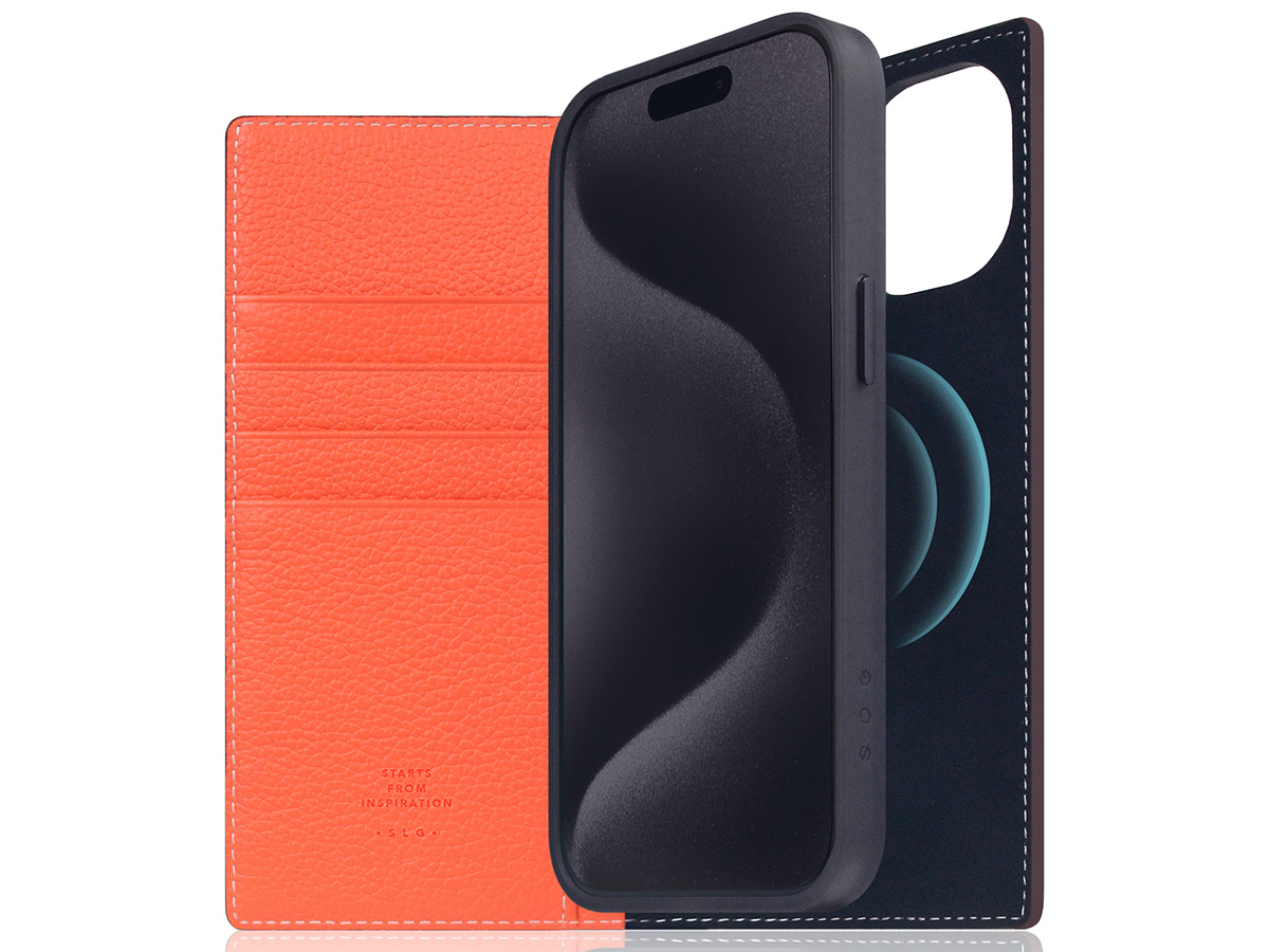 SLG Design D8 2in1 Leather Folio Coral - iPhone 15 hoesje