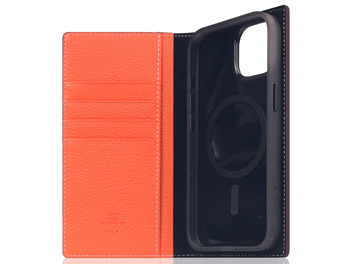 SLG Design D8 2in1 Leather Folio Coral - iPhone 15 hoesje