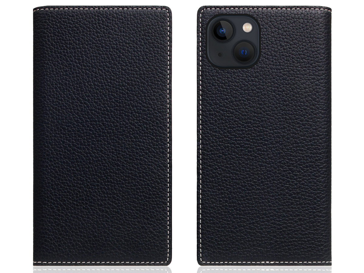 SLG Design D8 2in1 Leather Folio Black Blue - iPhone 15 hoesje