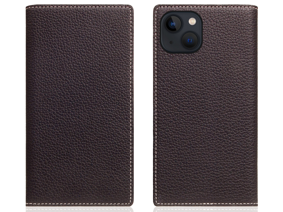 SLG Design D8 2in1 Leather Folio Brown Cream - iPhone 15 hoesje