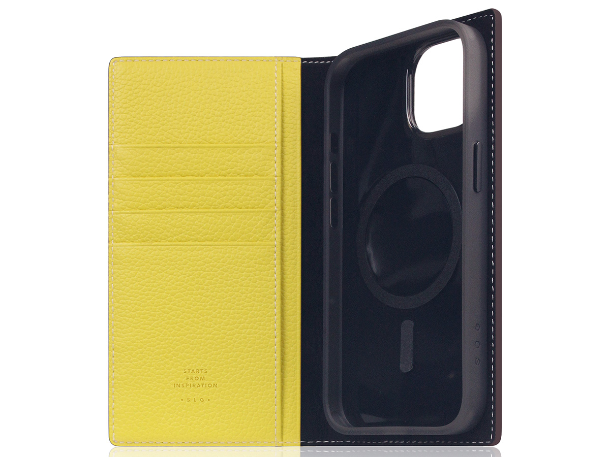 SLG Design D8 2in1 Leather Folio Lemon - iPhone 15 hoesje