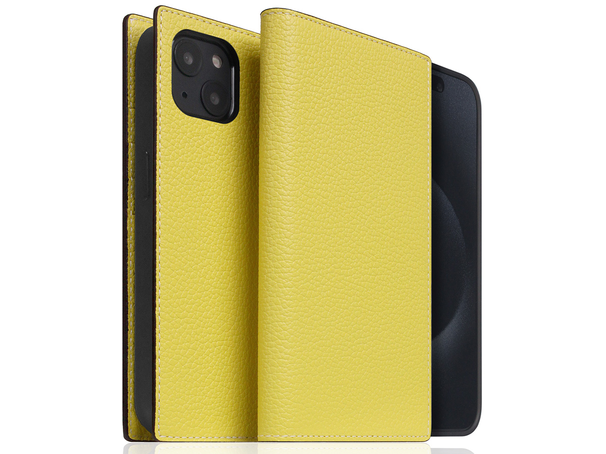 SLG Design D8 2in1 Leather Folio Lemon - iPhone 15 hoesje