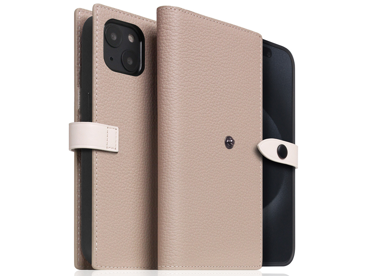 SLG Design D8 Edition 2in1 Leather Folio Light Cream - iPhone 15 hoesje