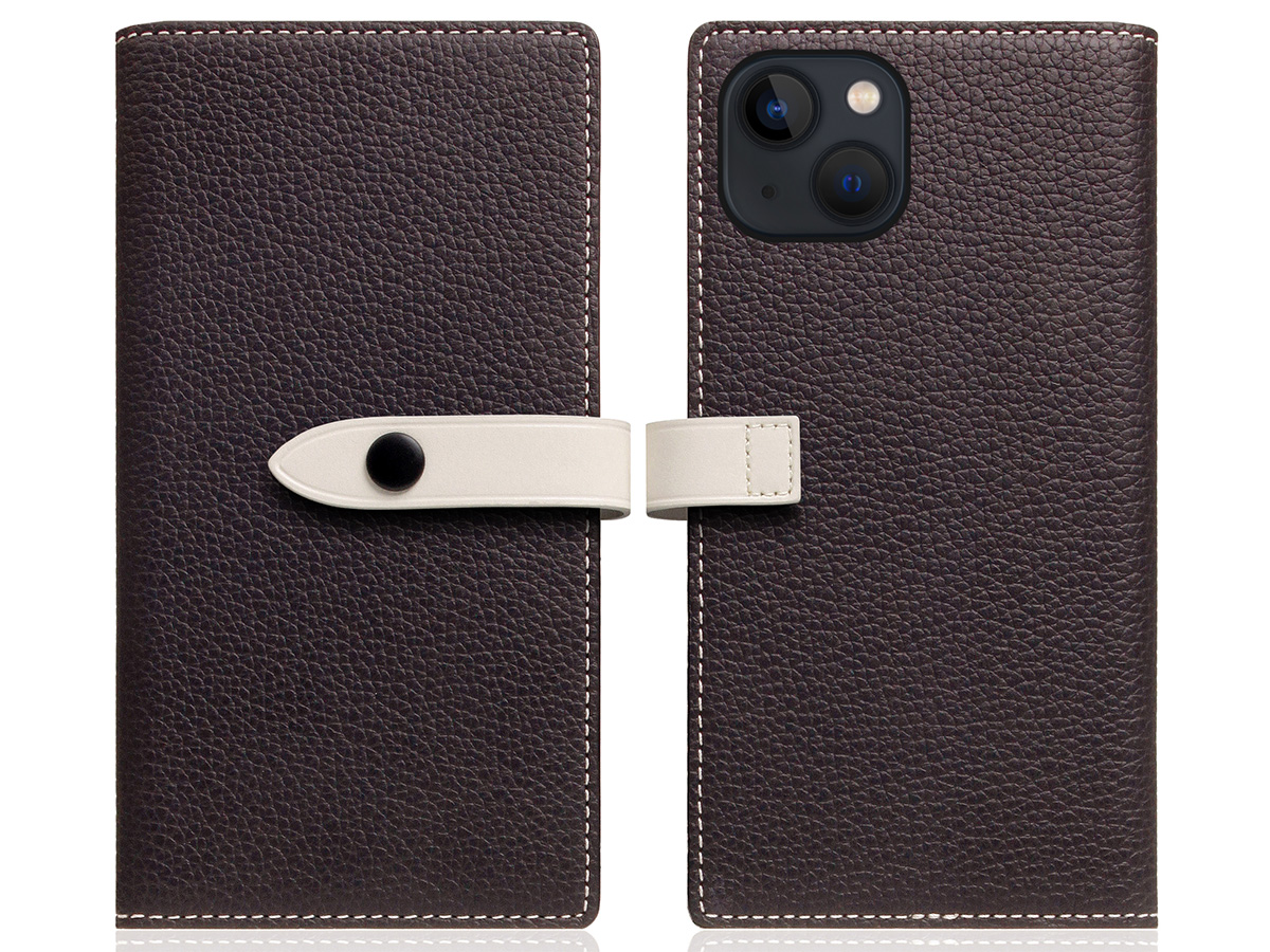 SLG Design D8 Edition 2in1 Leather Folio Brown Cream - iPhone 15 hoesje