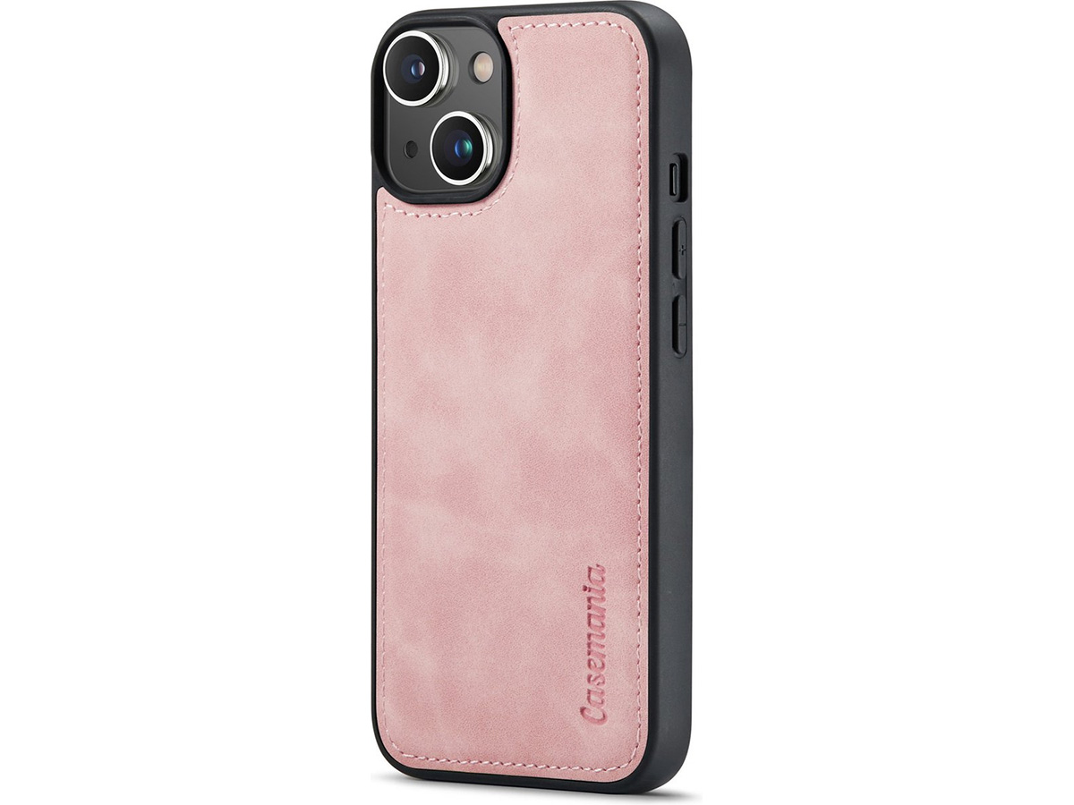 CaseMania 2in1 Magnetic Bookcase Roze - iPhone 15 Plus Hoesje