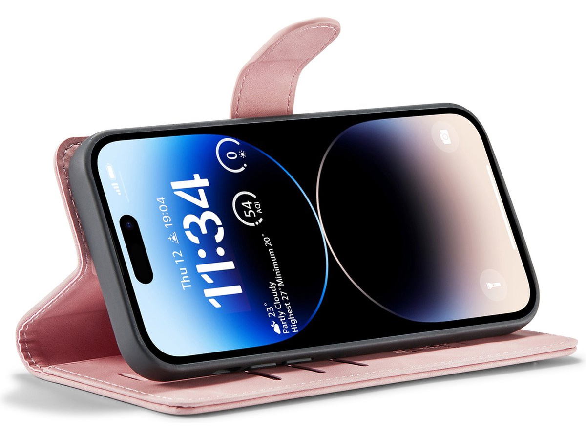 CaseMania 2in1 Magnetic Bookcase Roze - iPhone 15 Plus Hoesje