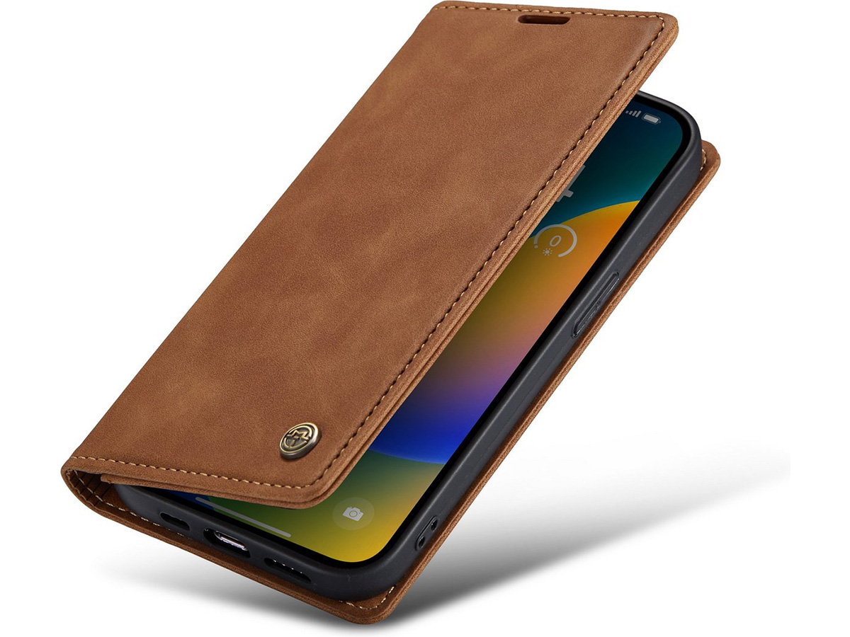 CaseMania Vintage Slim Bookcase Cognac - iPhone 15 Plus hoesje