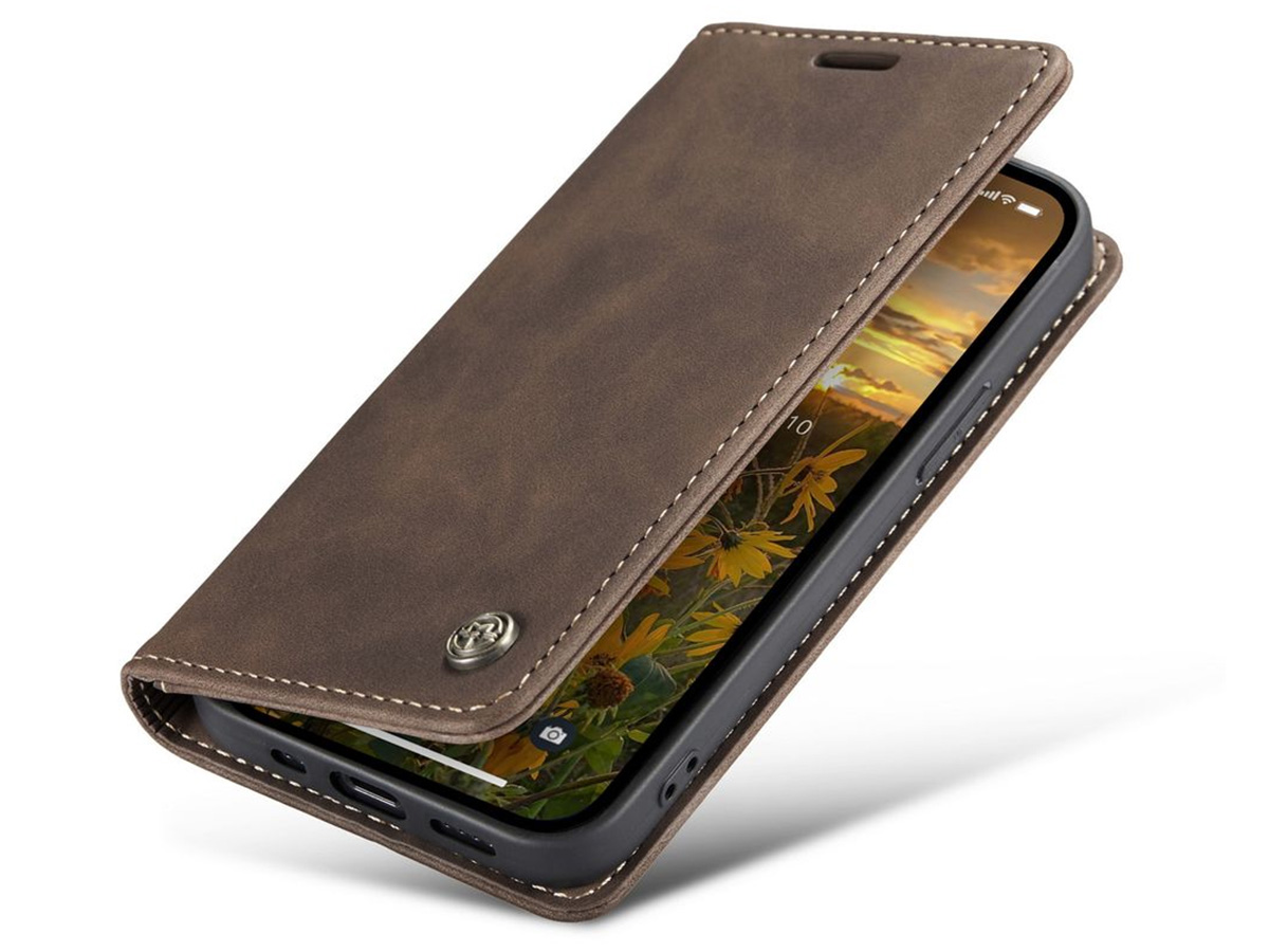 CaseMania Vintage Slim Bookcase Bruin - iPhone 15 Plus hoesje