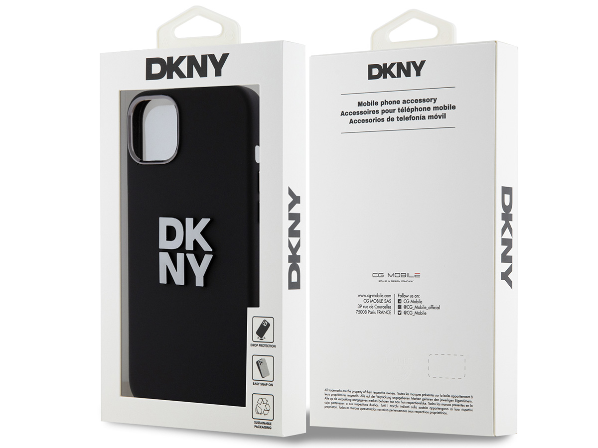 DKNY Silicone Case Zwart - iPhone 14 Plus/15 Plus hoesje