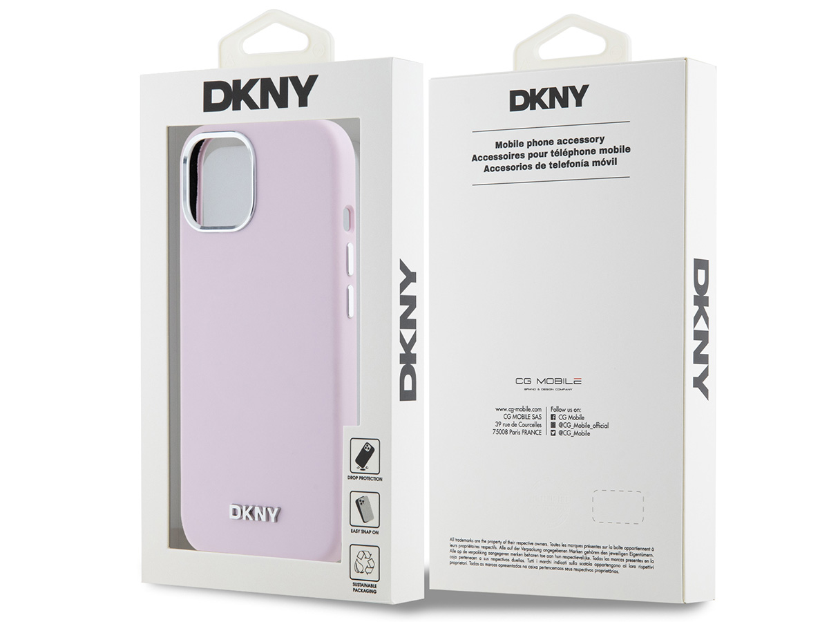 DKNY Silicone MagSafe Case Roze - iPhone 14 Plus/15 Plus hoesje