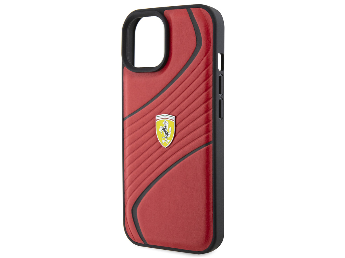 Ferrari Twist PU Leather Case Rood - iPhone 15 Plus Hoesje