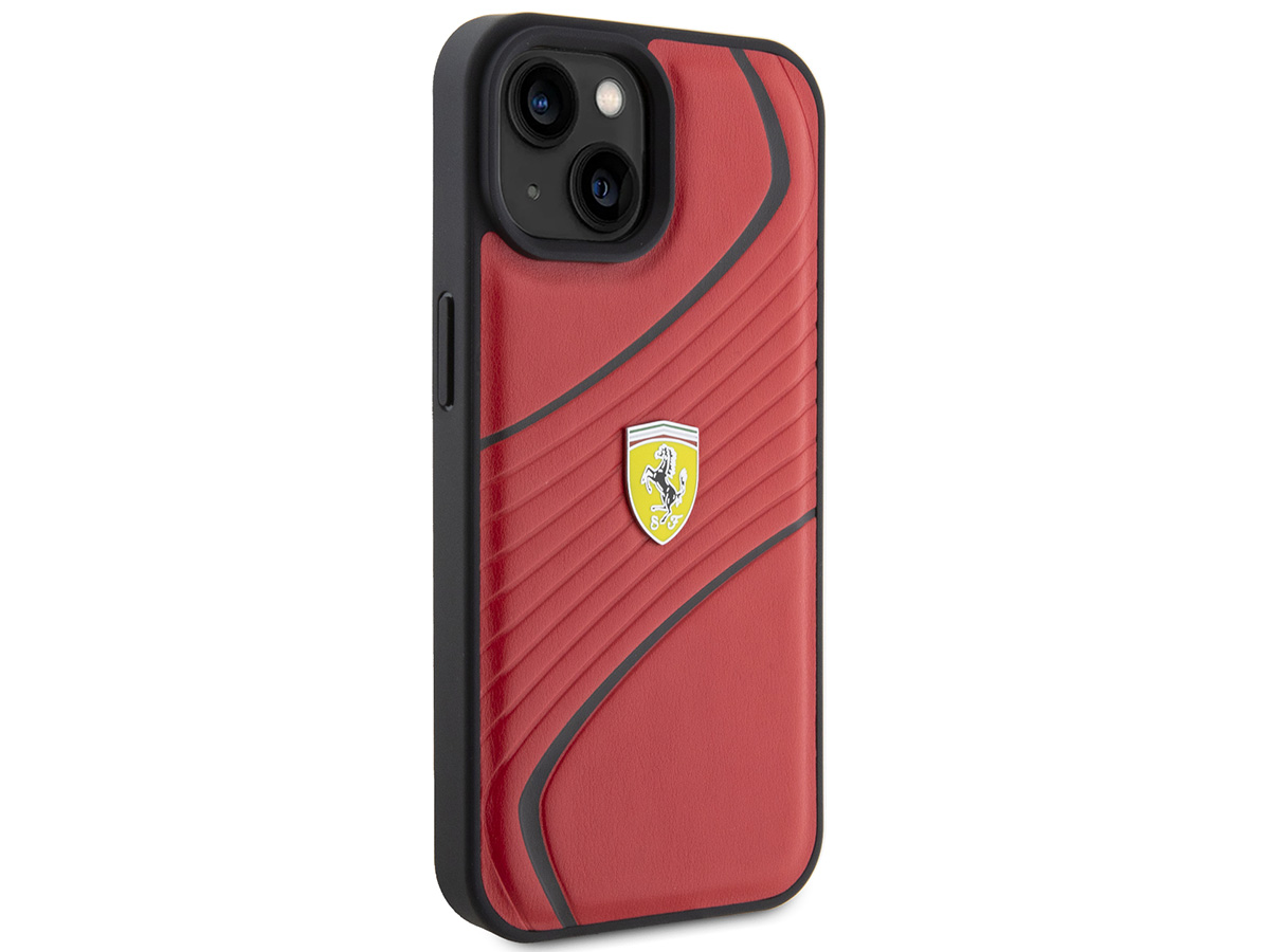 Ferrari Twist PU Leather Case Rood - iPhone 15 Plus Hoesje