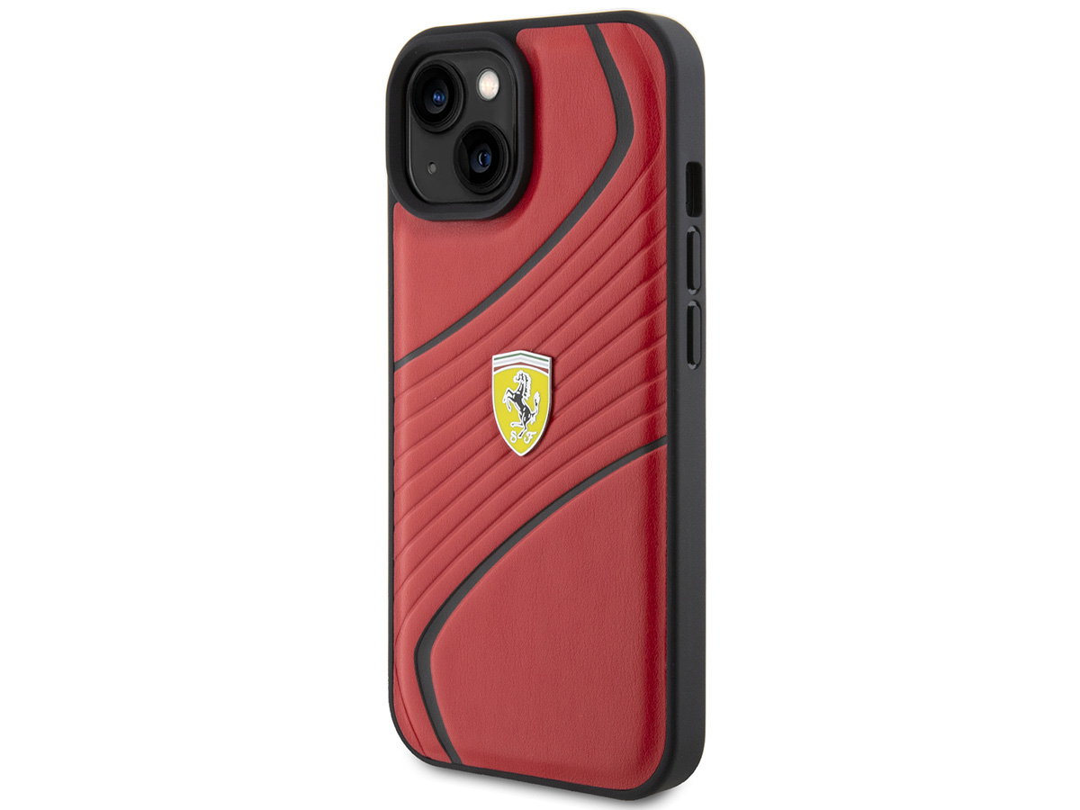 Ferrari Twist PU Leather Case Rood - iPhone 15 Plus Hoesje