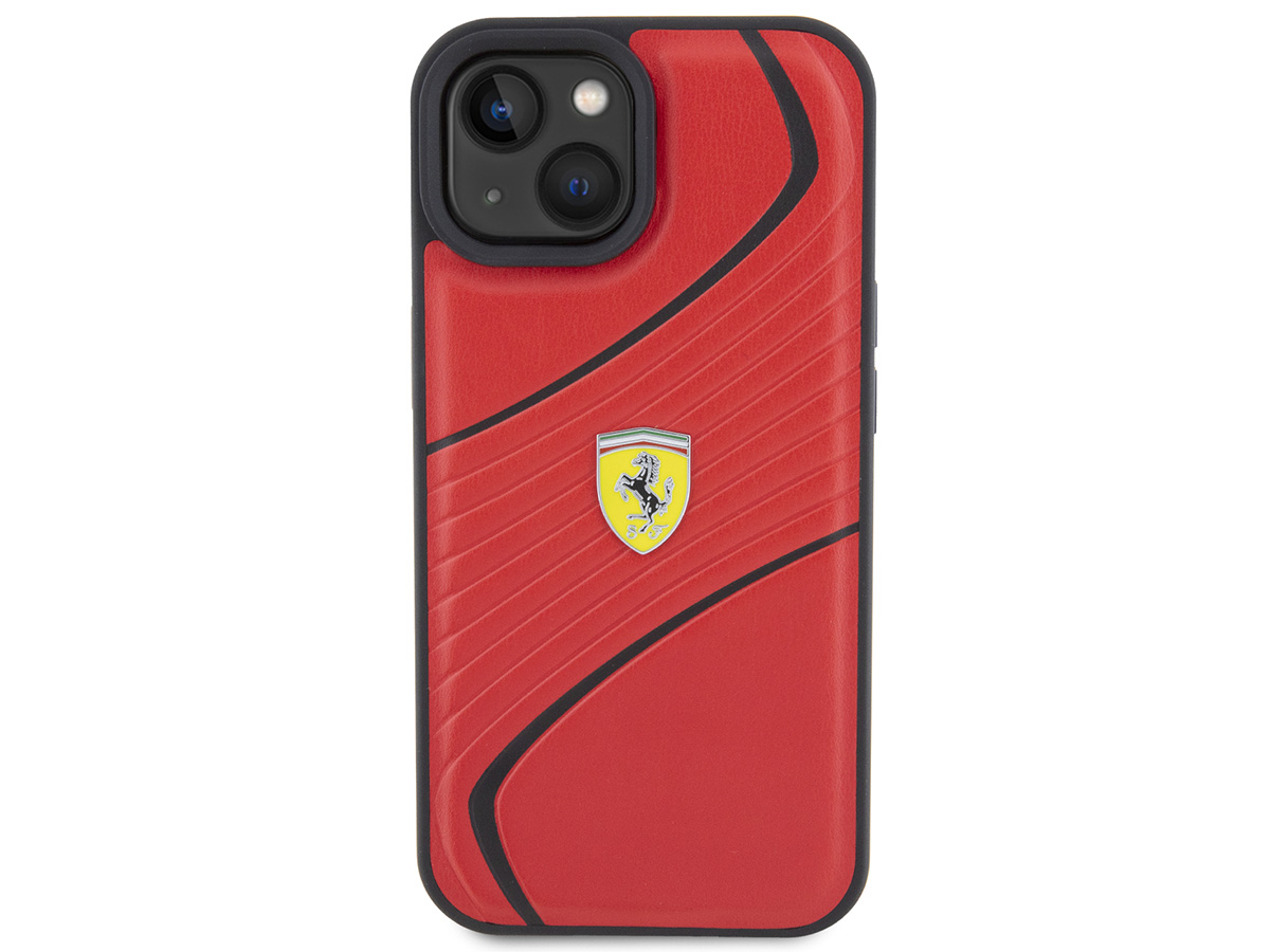 Ferrari Twist PU Leather Case Rood - iPhone 15 Plus Hoesje