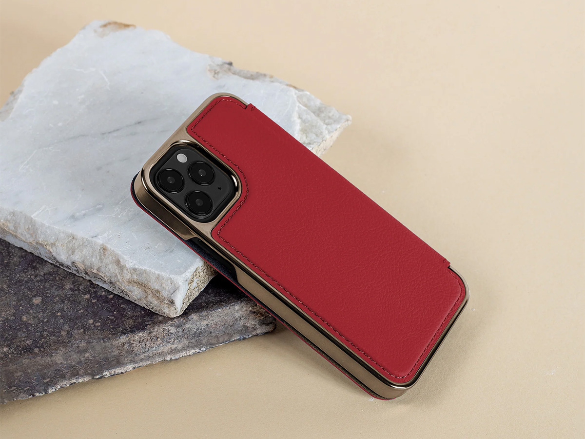 Greenwich Blake MagSafe Leather Folio Flash Red - iPhone 15 Plus Hoesje