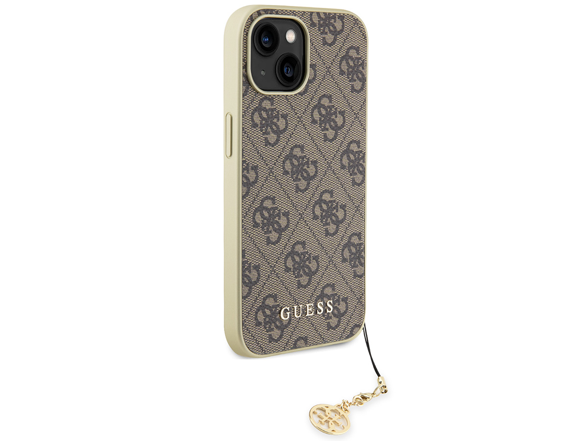 Guess 4G Monogram Charm Case Bruin - iPhone 15 Plus hoesje