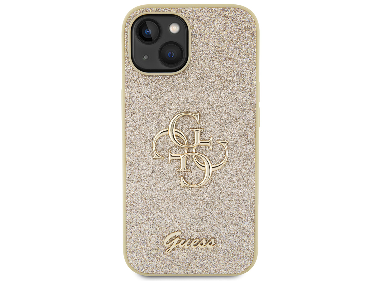 Guess Big 4G Glitter Case Goud - iPhone 15 Plus hoesje