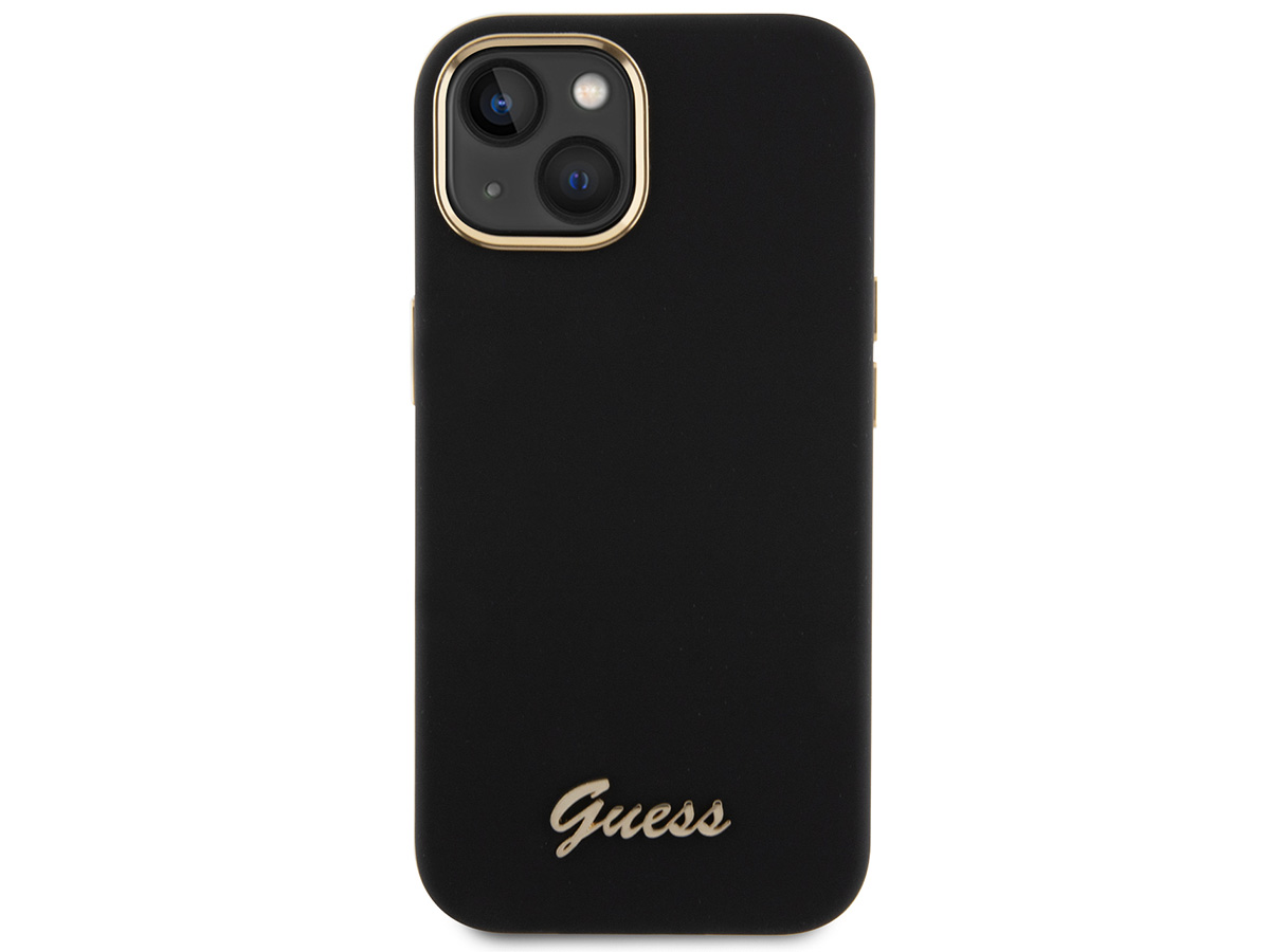 Guess Script Silicone Hard Case Zwart - iPhone 14 Plus/15 Plus hoesje
