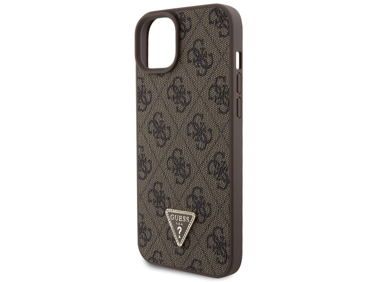 Guess Strass Triangle Monogram Case Bruin - iPhone 14 Plus/15 Plus hoesje