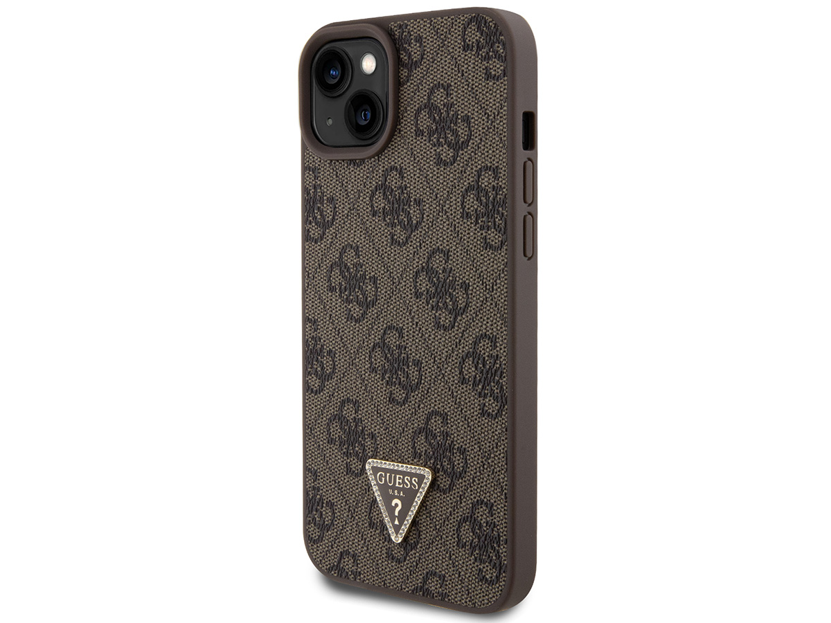 Guess Strass Triangle Monogram Case Bruin - iPhone 14 Plus/15 Plus hoesje