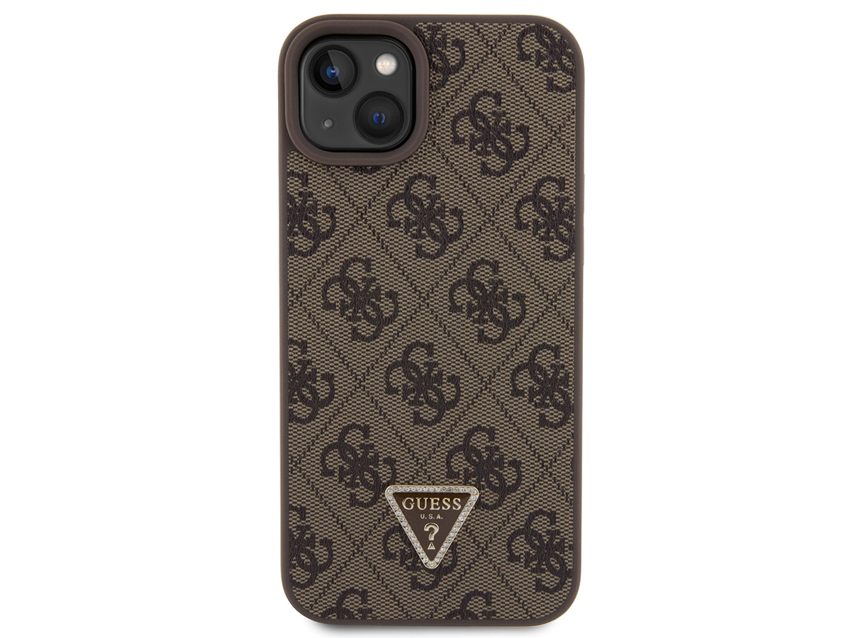 Guess Strass Triangle Monogram Case Bruin - iPhone 14 Plus/15 Plus hoesje