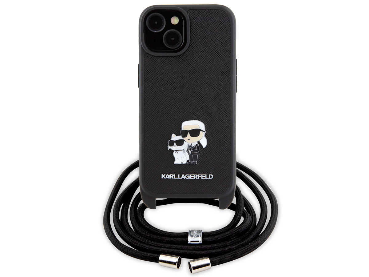 Karl Lagerfeld Ikonik Duo Necklace Case - iPhone 15 Plus Hoesje met Koord