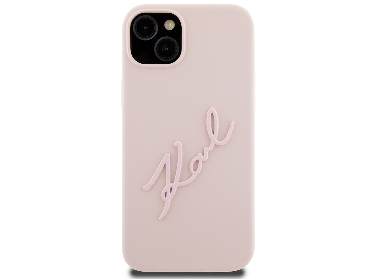 Karl Lagerfeld Metal Signature Case Roze - iPhone 14 Plus/15 Plus hoesje