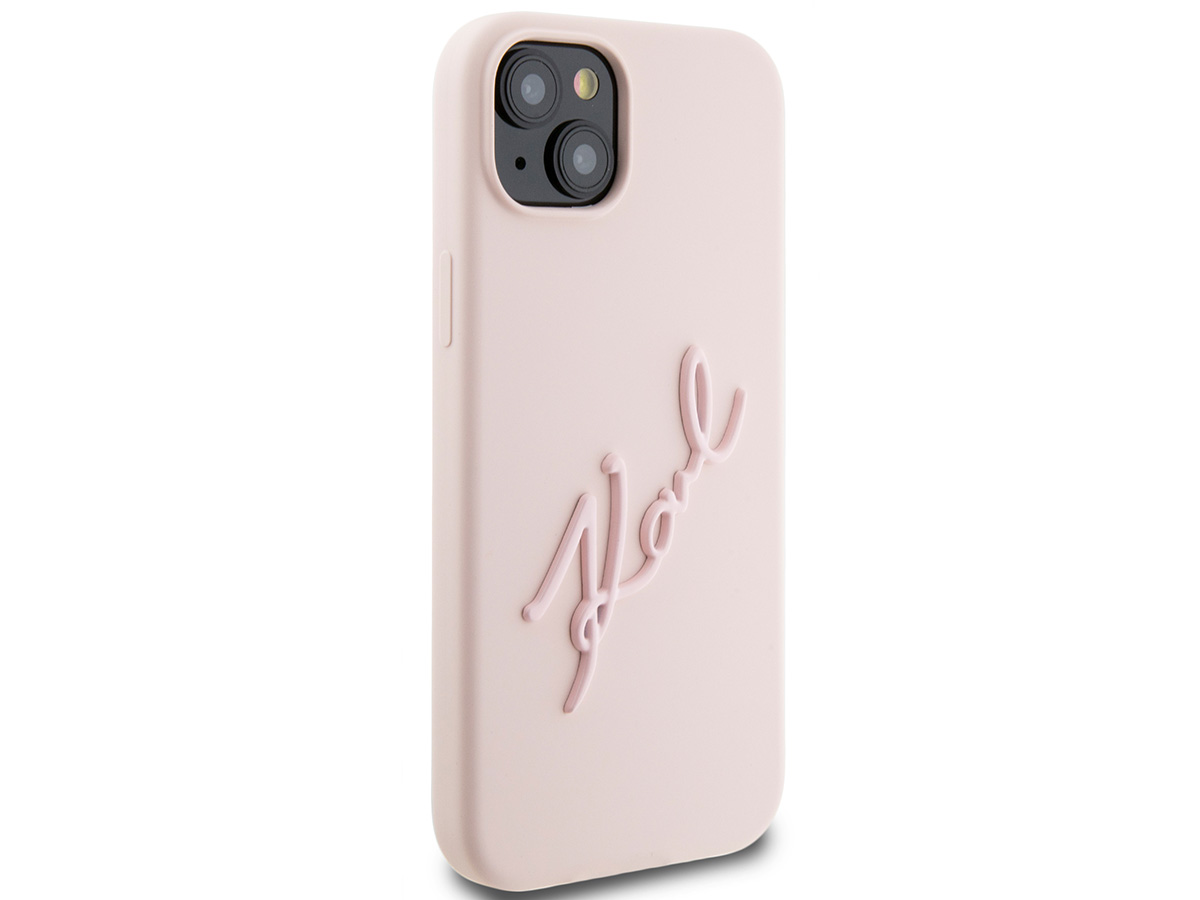 Karl Lagerfeld Metal Signature Case Roze - iPhone 14 Plus/15 Plus hoesje