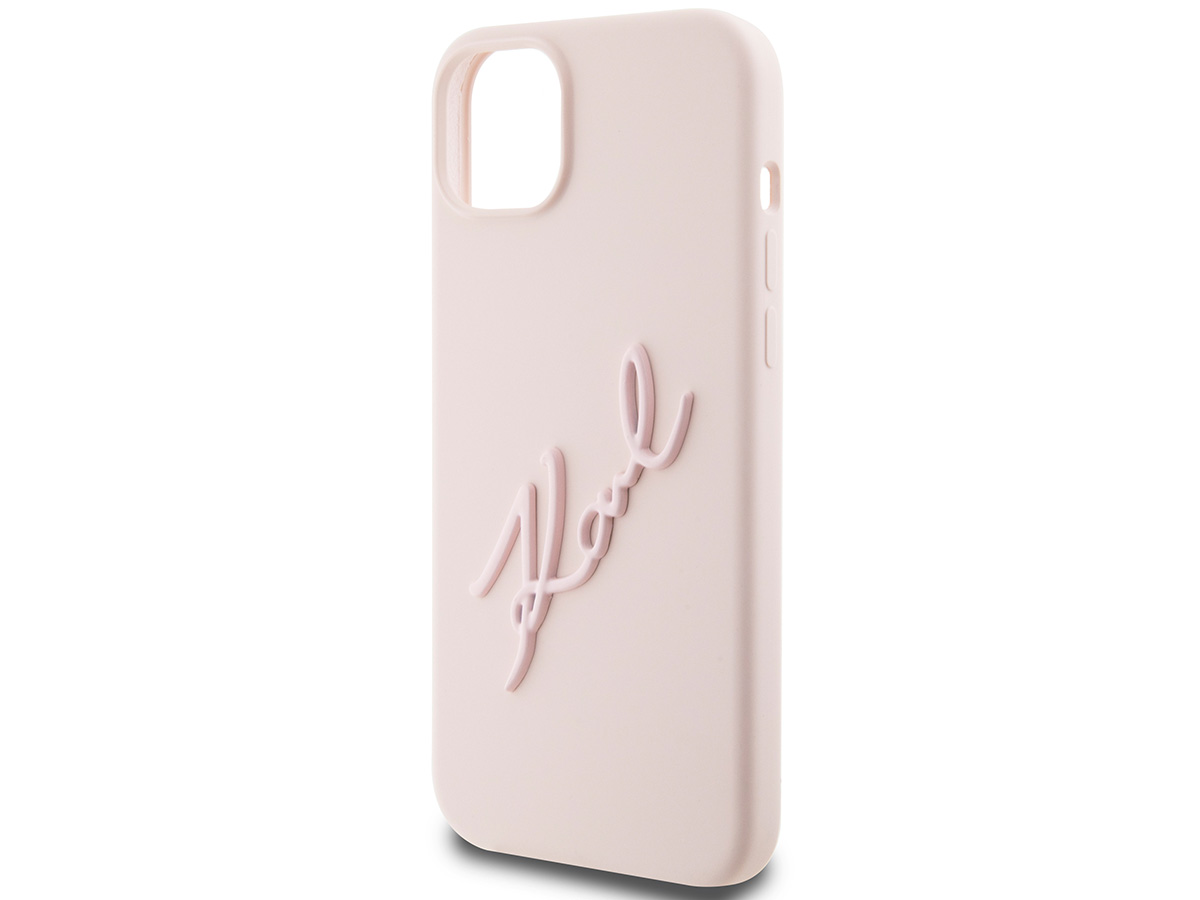 Karl Lagerfeld Metal Signature Case Roze - iPhone 14 Plus/15 Plus hoesje