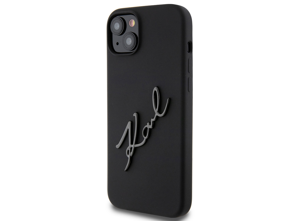 Karl Lagerfeld Metal Signature Case Zwart - iPhone 14 Plus/15 Plus hoesje