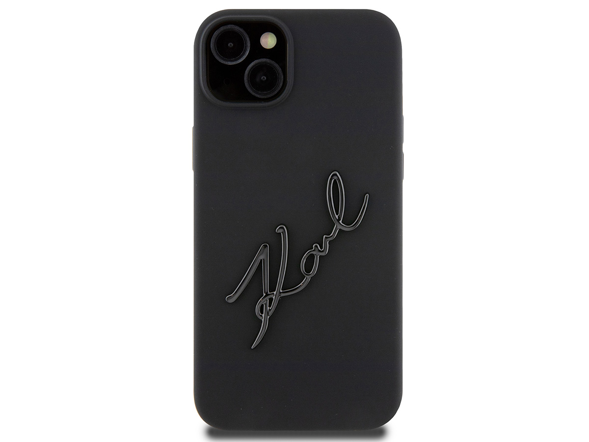 Karl Lagerfeld Metal Signature Case Zwart - iPhone 14 Plus/15 Plus hoesje