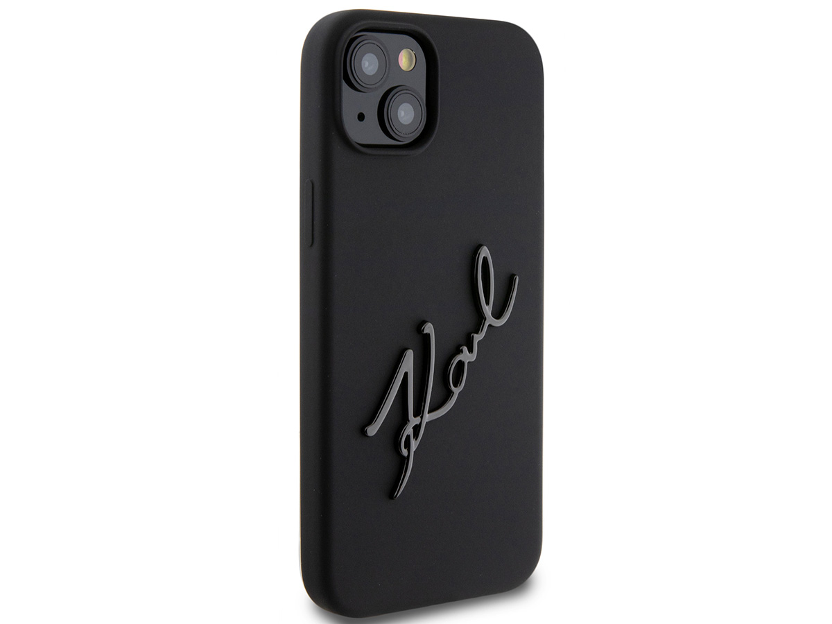 Karl Lagerfeld Metal Signature Case Zwart - iPhone 14 Plus/15 Plus hoesje