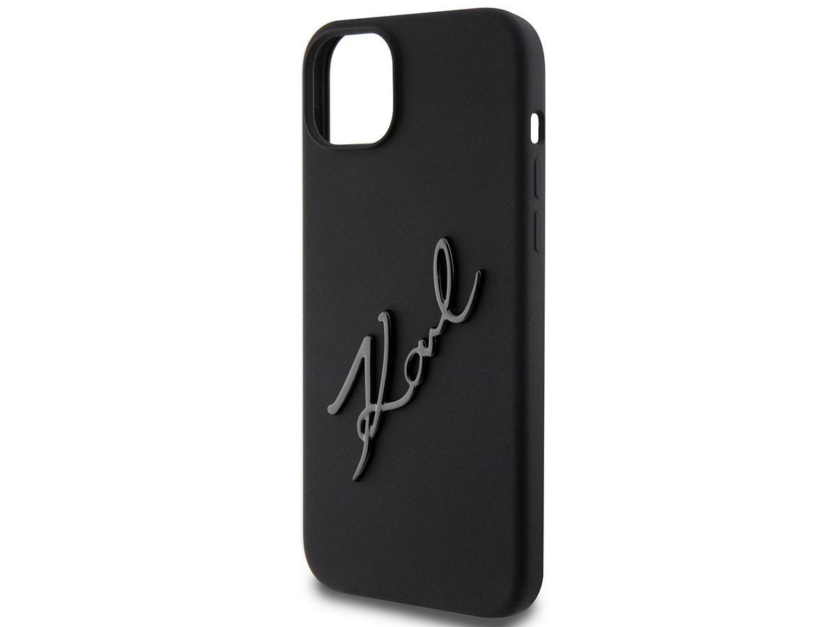 Karl Lagerfeld Metal Signature Case Zwart - iPhone 14 Plus/15 Plus hoesje