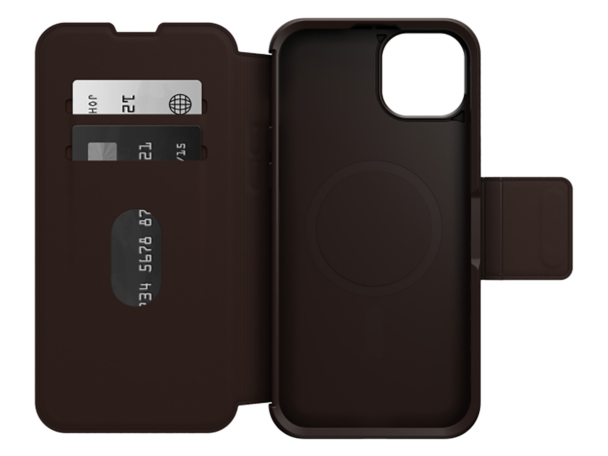 Otterbox Strada Leather MagSafe Folio Bruin - iPhone 15 Plus hoesje