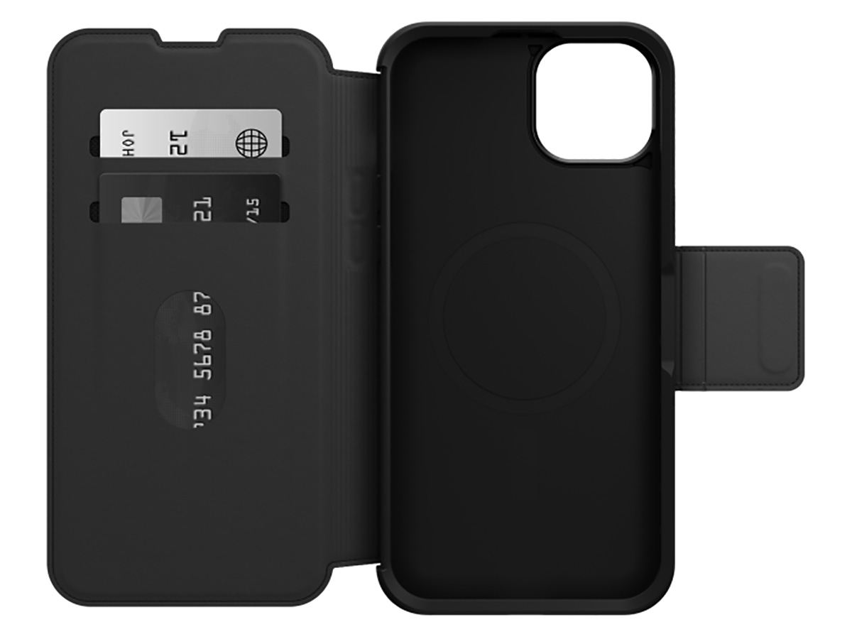 Otterbox Strada Leather MagSafe Folio Zwart - iPhone 15 Plus hoesje