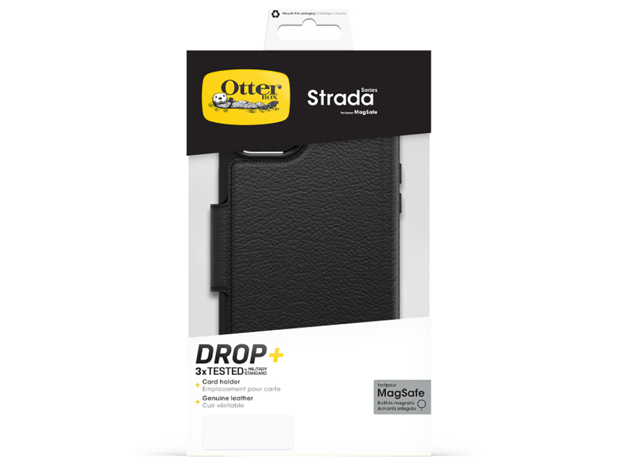 Otterbox Strada Leather MagSafe Folio Zwart - iPhone 15 Plus hoesje