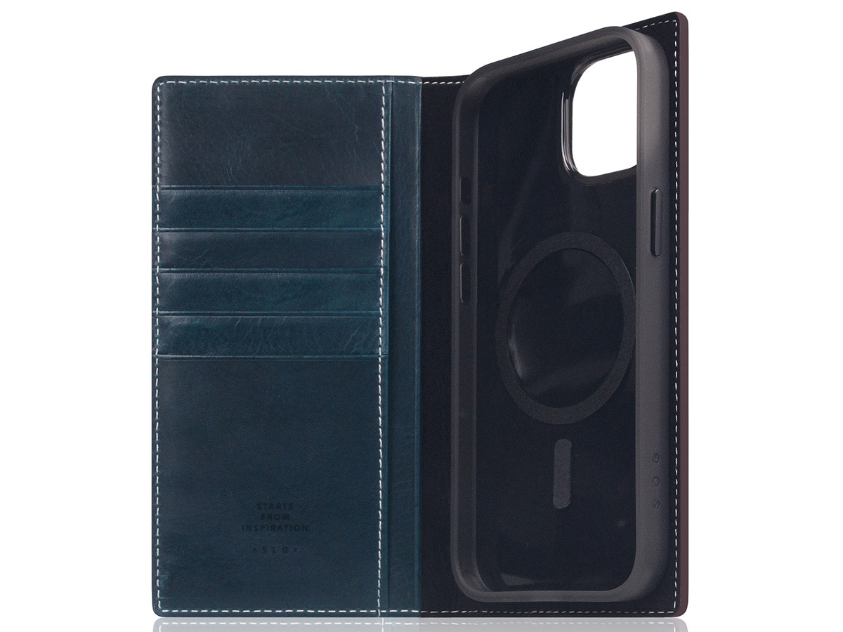 SLG Design D7 Italian Wax Leer Blauw - iPhone 15 Plus hoesje