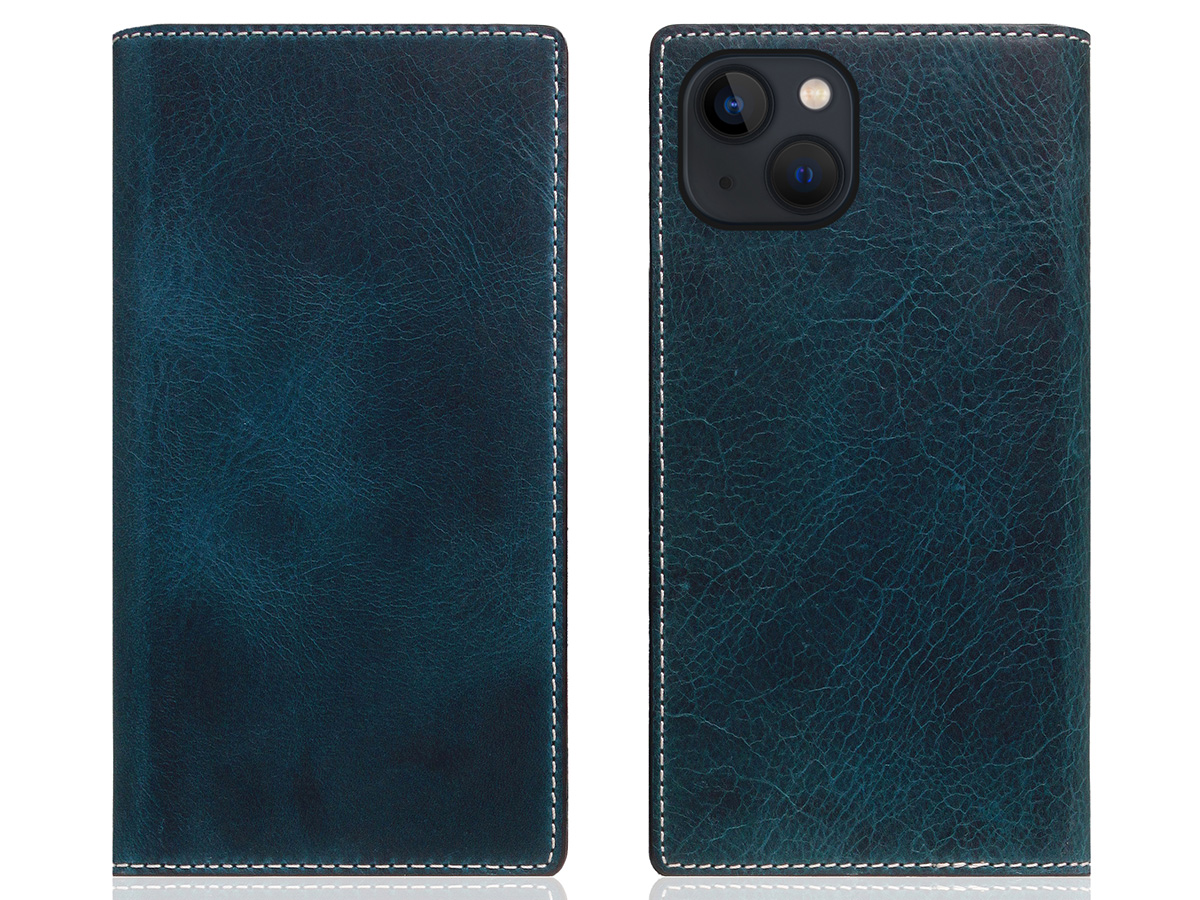 SLG Design D7 Italian Wax Leer Blauw - iPhone 15 Plus hoesje