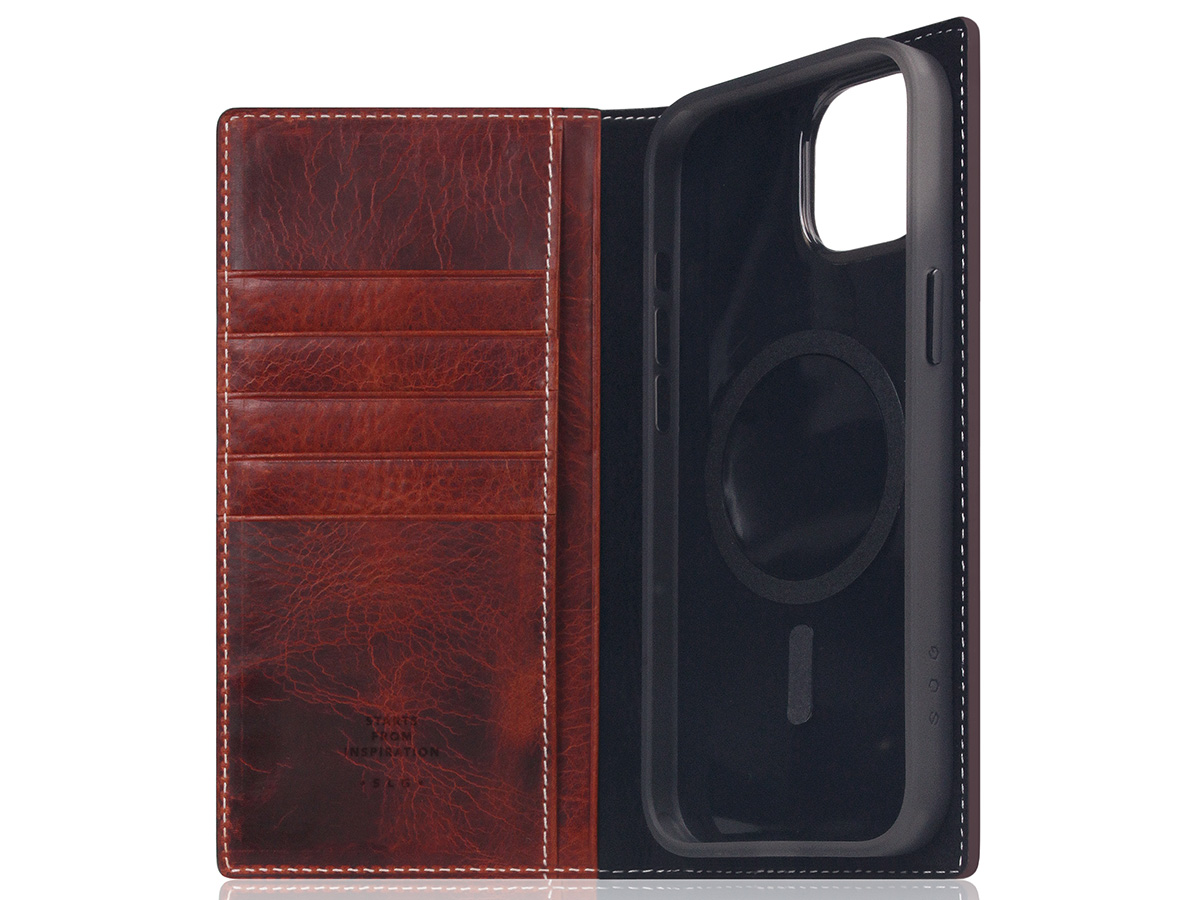 SLG Design D7 Italian Wax Leer Bruin - iPhone 15 Plus hoesje