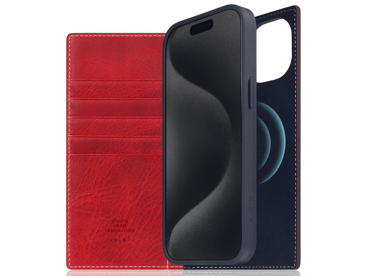 SLG Design D7 Italian Wax Leer Rood - iPhone 15 Plus hoesje