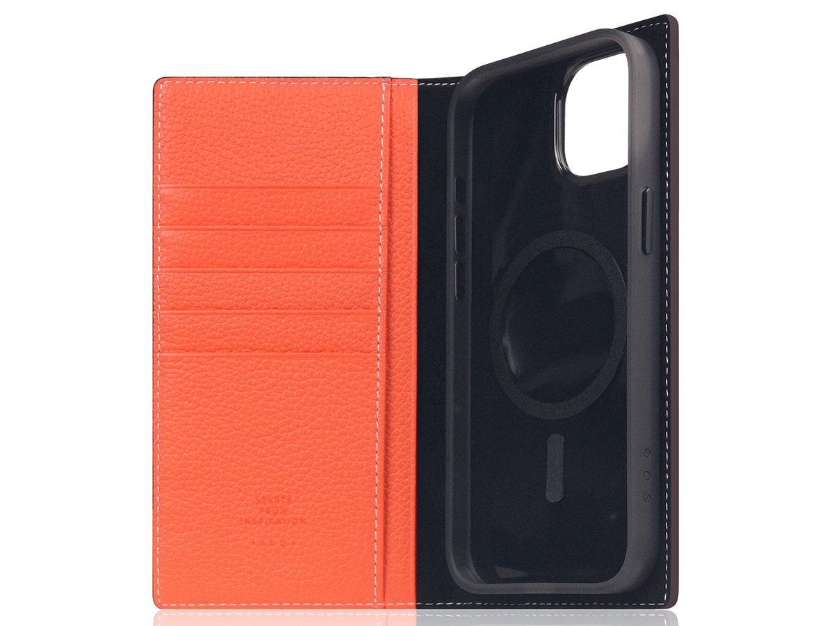 SLG Design D8 2in1 Leather Folio Coral - iPhone 15 Plus hoesje