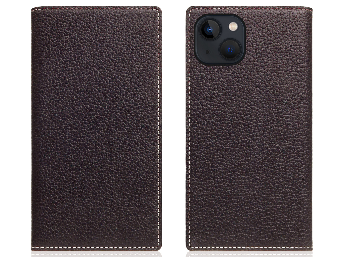SLG Design D8 2in1 Leather Folio Brown Cream - iPhone 15 Plus hoesje