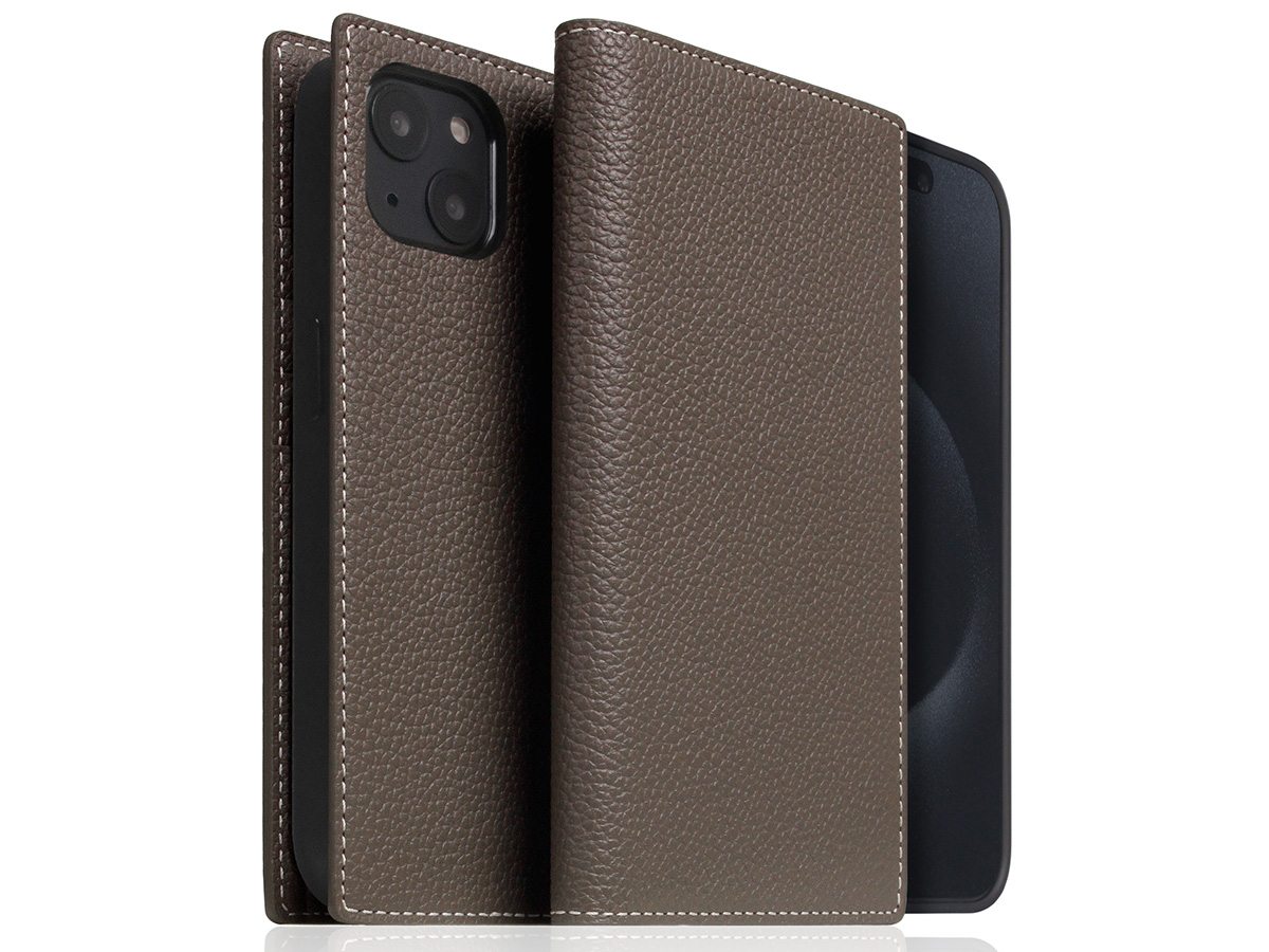 SLG Design D8 2in1 Leather Folio Etoff Cream - iPhone 15 Plus hoesje