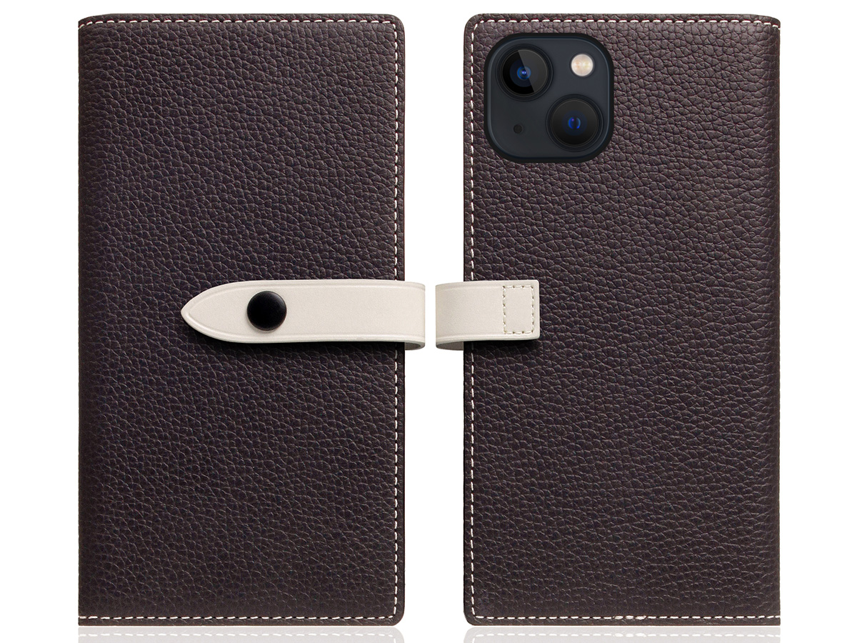 SLG Design D8 Edition 2in1 Leather Folio Brown Cream - iPhone 15 Plus hoesje